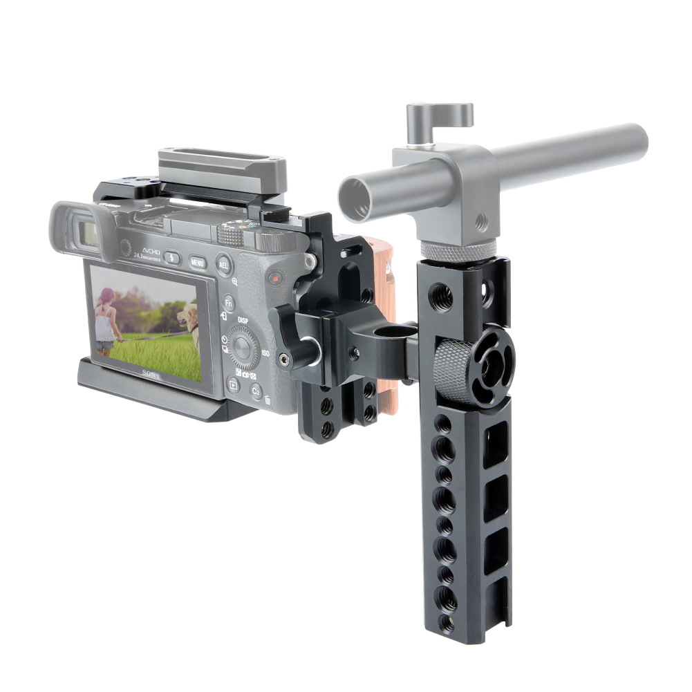 NICEYRIG A6400 A6500 Camera Cage Kit with QR NATO Handle Grip Cable Clamp 15mm Rod for Sony A6500