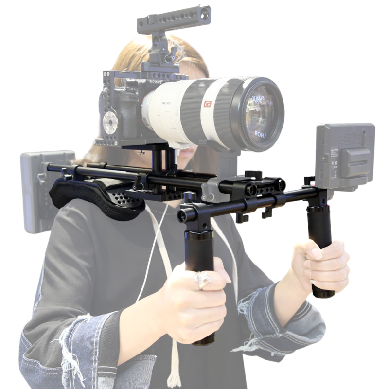 NICEYRIG Shoulder Rig Support Film Maker System with Camera/Camcorder Baseplate Mount Slider Kit