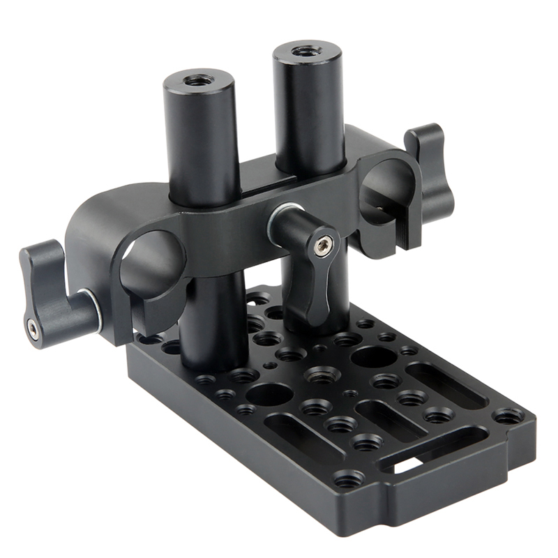 NICEYRIG DSLR Camera Baseplate Switching Kit with 15mm Rod Raiser Clamp, Short Rods, Easy Plates for DSLR Camera Baseplate Lifting System