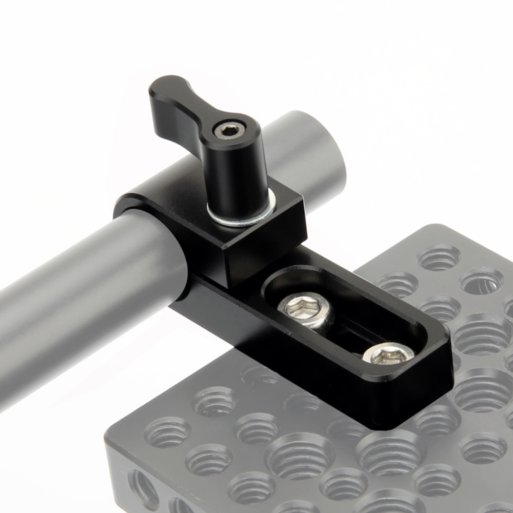 NICEYRIG 15mm Rail Clamp Mount Rod Clamp with Long Hole on Plate/Cage / Handle for Rod Extension