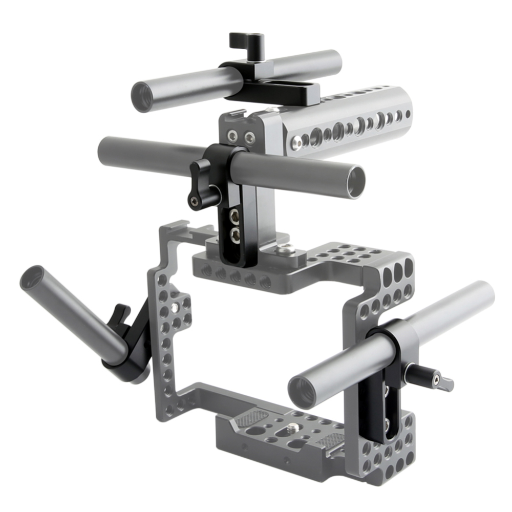 NICEYRIG 15mm Rail Clamp Mount Rod Clamp with Long Hole on Plate/Cage / Handle for Rod Extension
