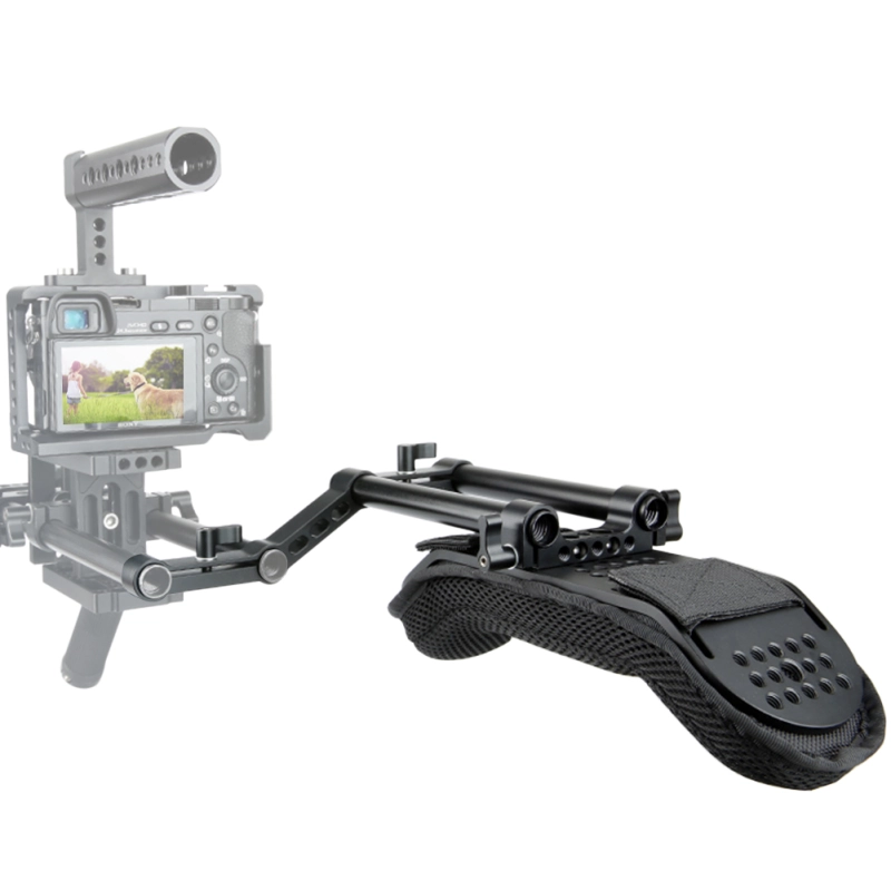 Niceyrig Camera Shoulder Pad with 15mm Railblock and Aluminum Alloy Rods for DSLR Rig Video Camcorder Shoulder Support