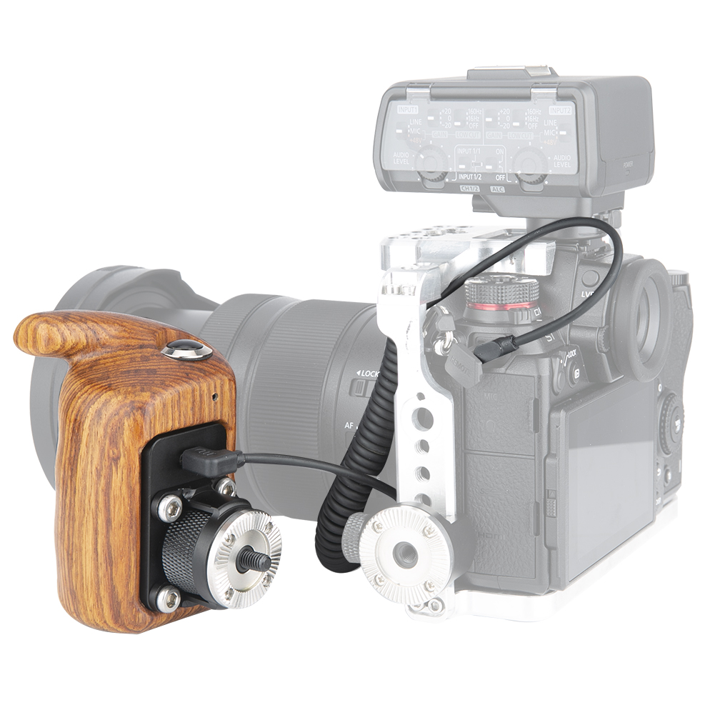 NICEYRIG Left Side Wooden Hand Grip with Record Start/Stop