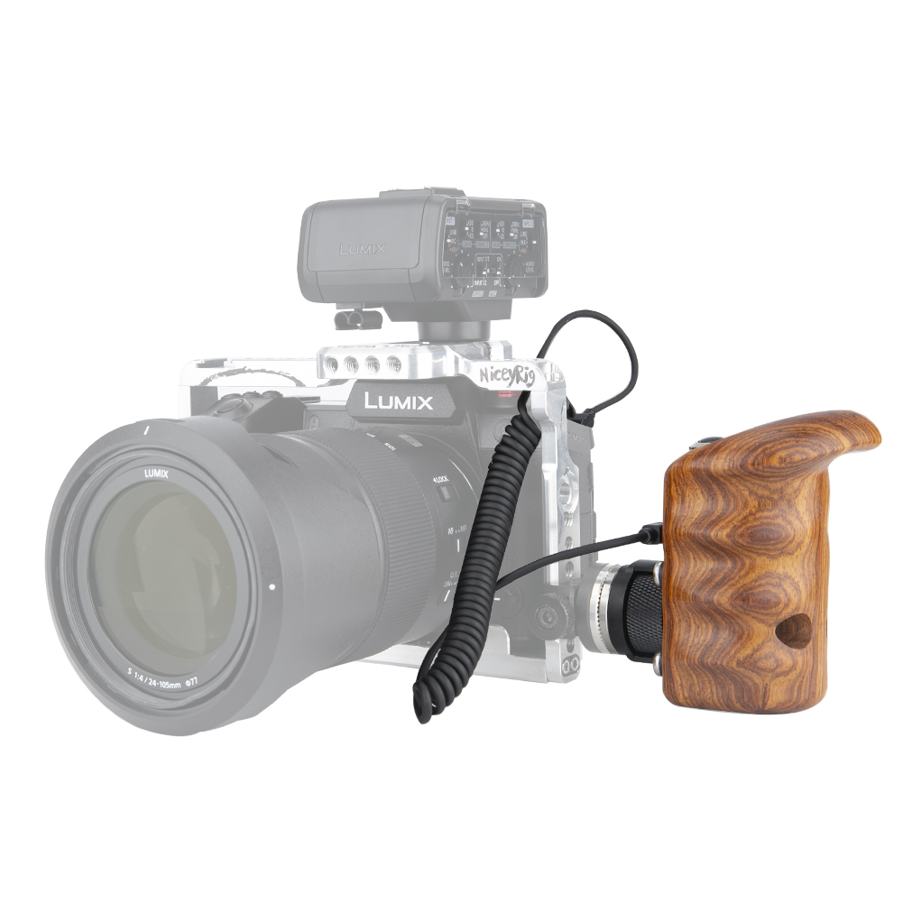 NICEYRIG Left Side Wooden Hand Grip with Record Start/Stop Remote