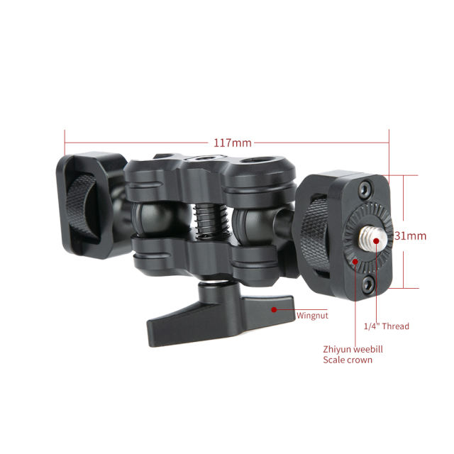 Niceyrig Magic Arm with Double Ballheads ( 1/4&quot; Screw) For zhiyun crane 3 Lab /crane 2s/Weebill Lab