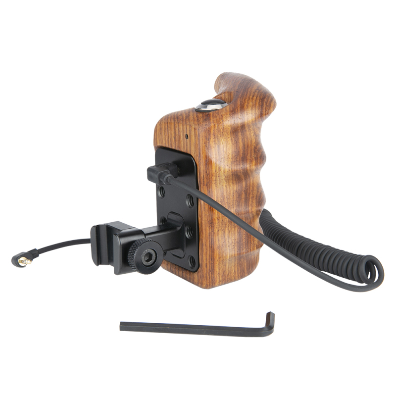 Niceyrig Wooden Hand Grip (Left Side) with Record Start/Stop Remote Trigger for Panasonic Lumix Cameras