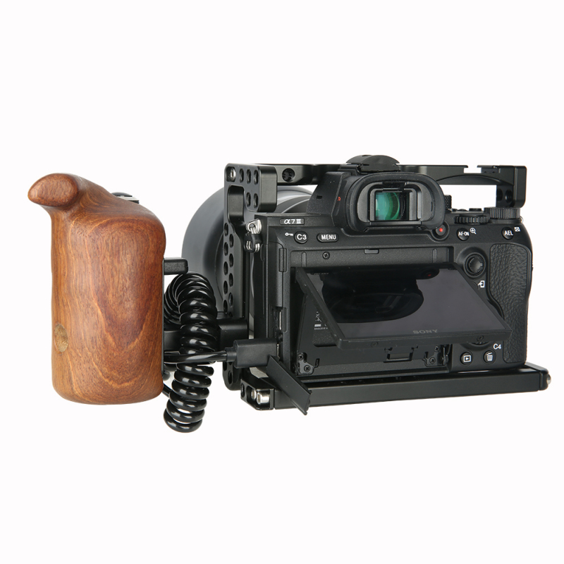 Niceyrig NATO Side Wooden Hand Grip with Record Start/Stop Remote Trigger (Left) for Sony A7RIII/ A7SII/ RX100III/ A6500 Cameras