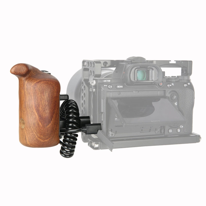 Niceyrig NATO Side Wooden Hand Grip with Record Start/Stop Remote Trigger (Left) for Sony A7RIII/ A7SII/ RX100III/ A6500 Cameras