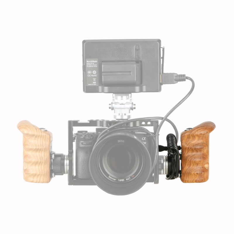 Niceyrig Left Side Wooden Hand Grip with Record Start/Stop Remote Trigger for Sony Mirrorless Cameras 295