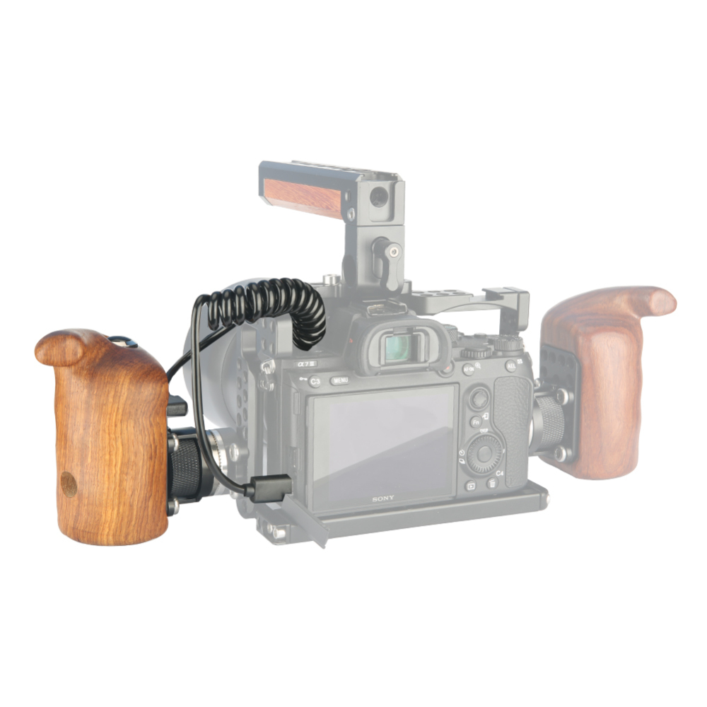Niceyrig Left Side Wooden Hand Grip with Record Start/Stop Remote Trigger for Sony Mirrorless Cameras 295