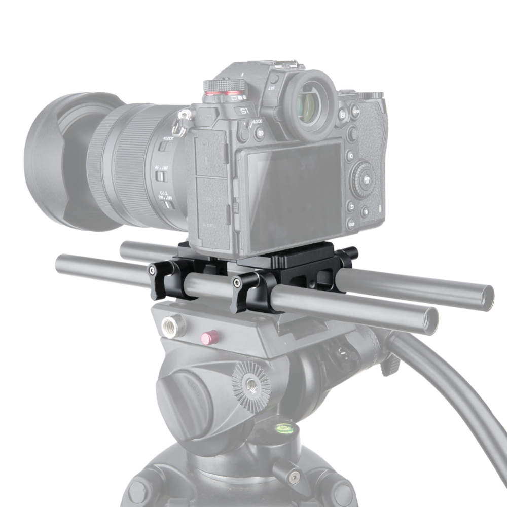NICEYRIG Tripod Mounting Plate with 15mm Rod Clamp Railblock for Rod Support/Dslr Rig Cage