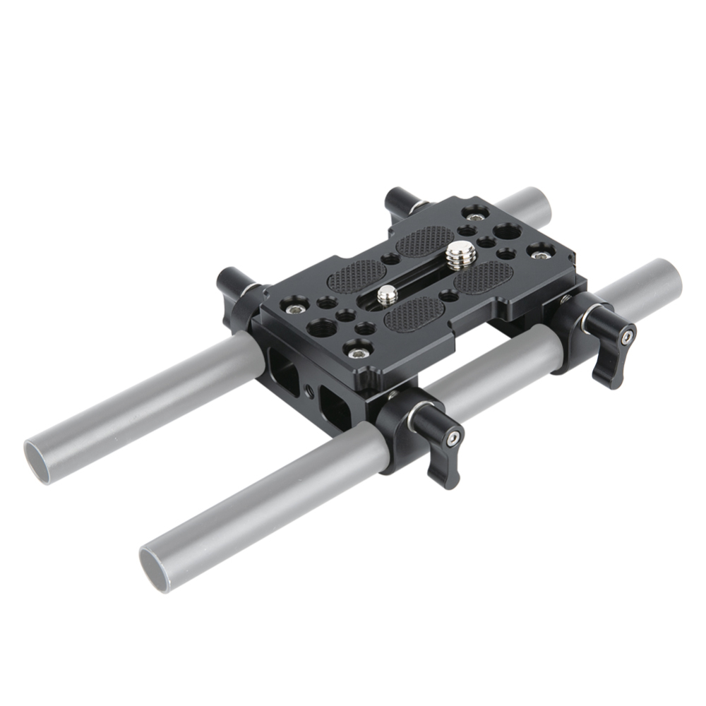 NICEYRIG Tripod Mounting Plate with 15mm Rod Clamp Railblock for Rod Support/Dslr Rig Cage