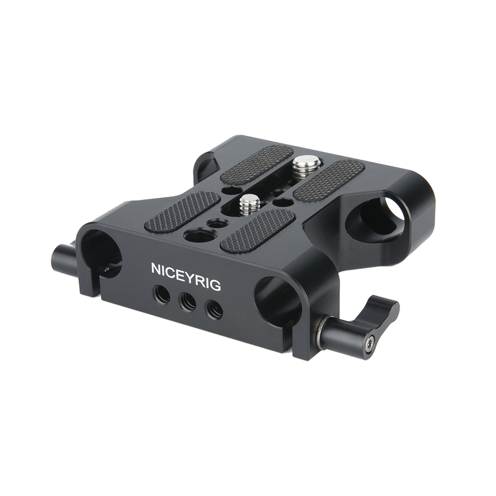 NICEYRIG Multipurpose Camera Base Plate with Rod Rail Clamp for DSLR Rig 15mm Rod Rail Support System
