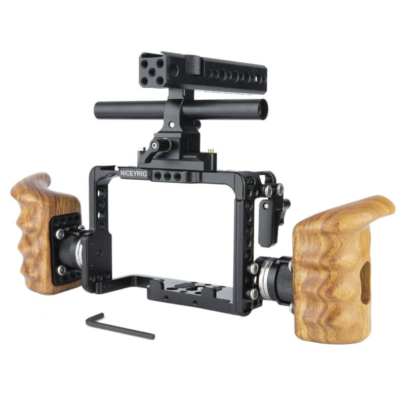 Niceyrig Sony A7RIV /A1 ILCE-1 /A7RIII /A9 /A7MIII /A7RII /A7SII /A7III /A7II Camera Cage Kit with Nato Handle / Standard ARRI Rosette Wooden Handgrip