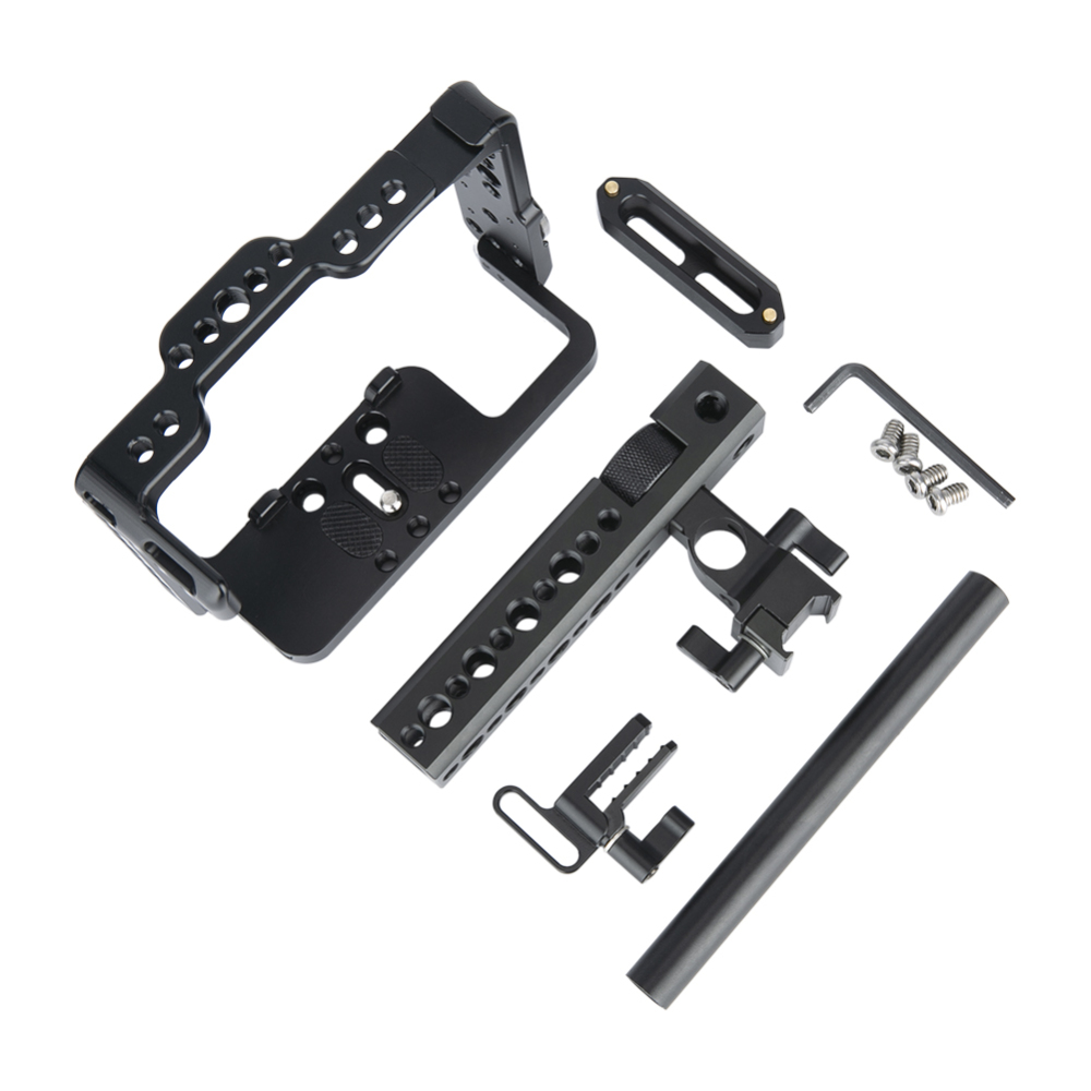 NICEYRIG A7RIV/ A7RIII/ A7II/ A7RII/ A7SII/ A9/A7M4/A7IV Camera Cage Kit with NATO Handle HDMI Cable Lock NATO Rail ARRI Rosette and 15mm rod