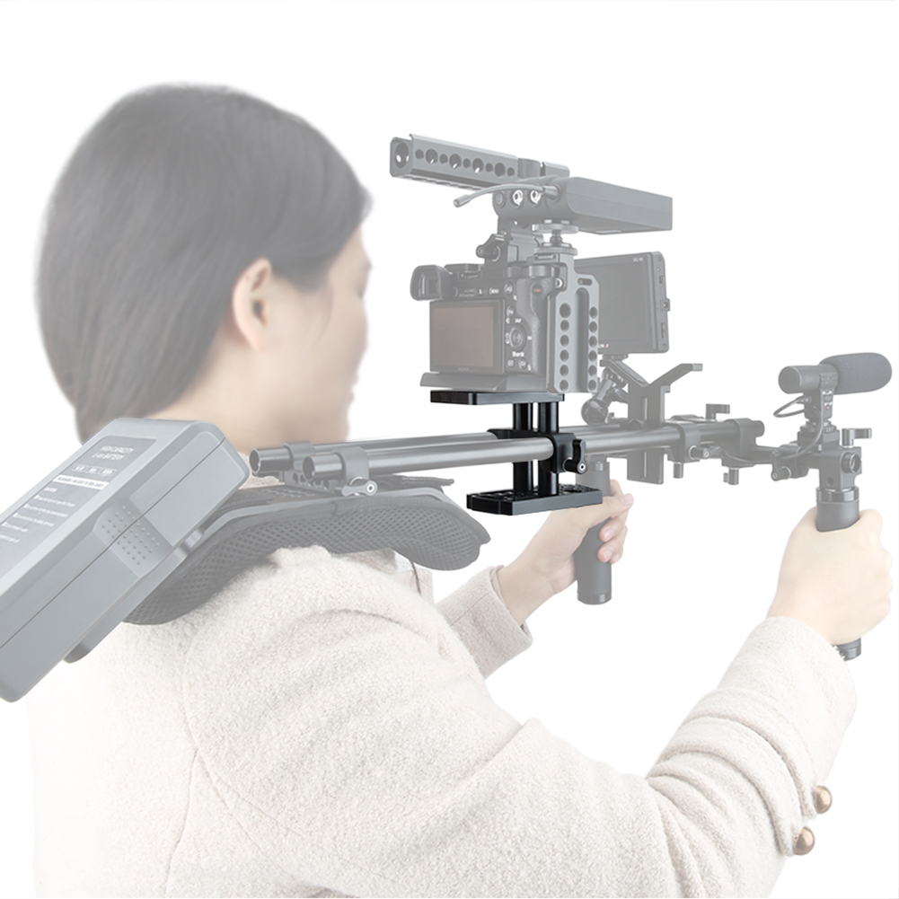 NICEYRIG DSLR Camera Baseplate Switching Kit with 15mm Rod Raiser Clamp, Short Rods, Easy Plates for DSLR Camera Baseplate Lifting System