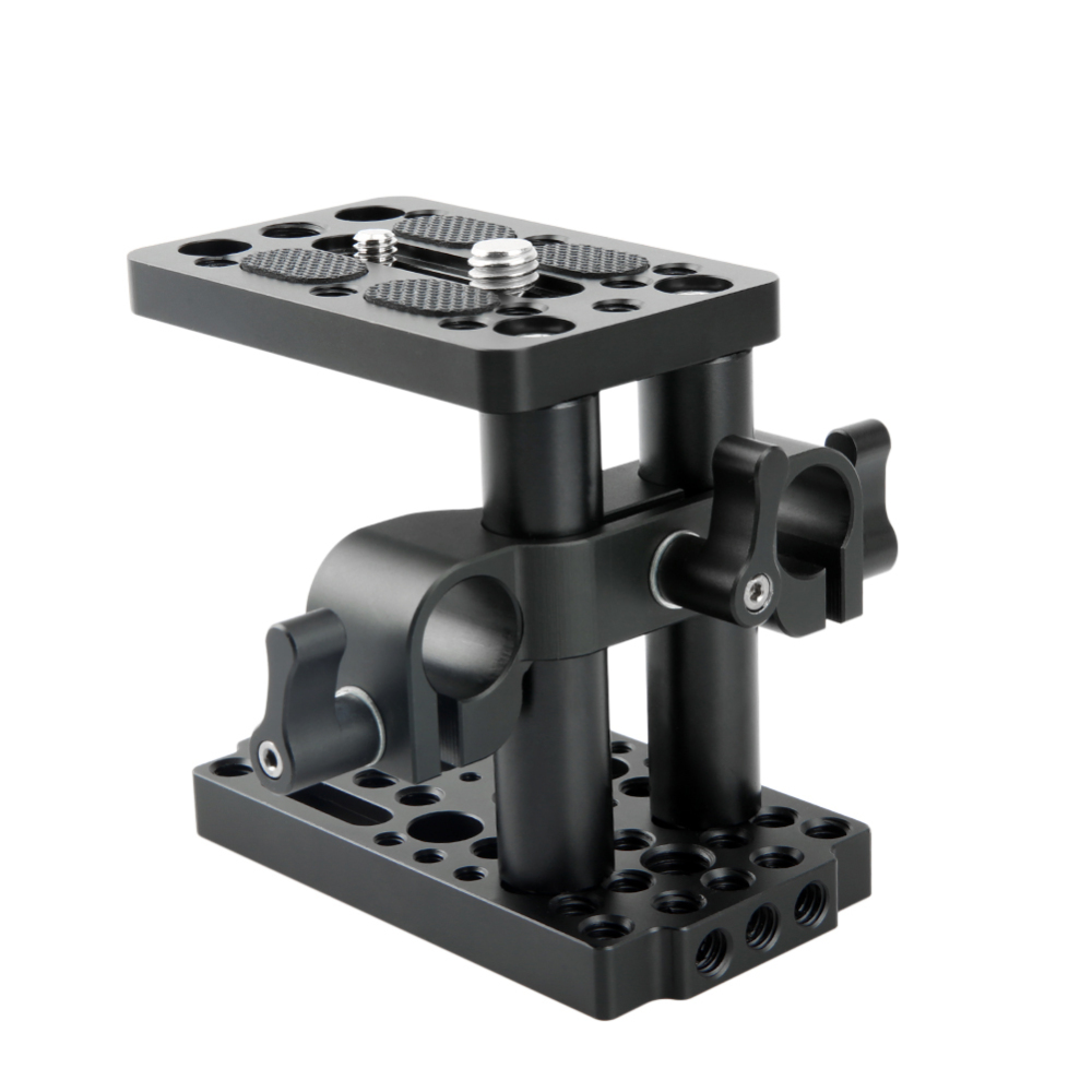 NICEYRIG DSLR Camera Baseplate Switching Kit with 15mm Rod Raiser Clamp, Short Rods, Easy Plates for DSLR Camera Baseplate Lifting System