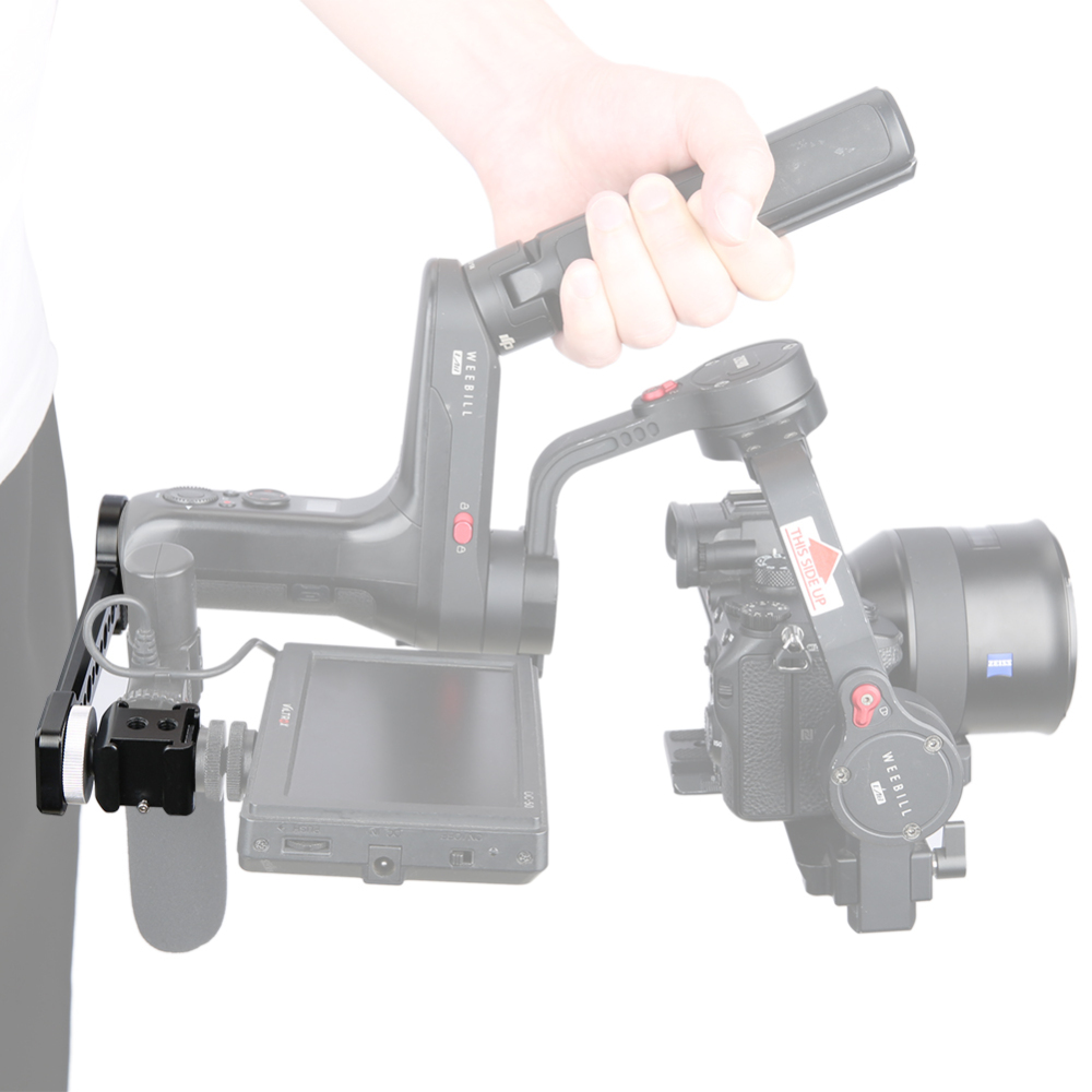 Niceyrig Side Extension Plate with Three Side Cold Shoe Mounts for DJI RS3/RS3 Pro/Ronin-S/Ronin-SC/RS2/RSC2/Zhiyun Crane2/Crane V2/Weebill /MOZA