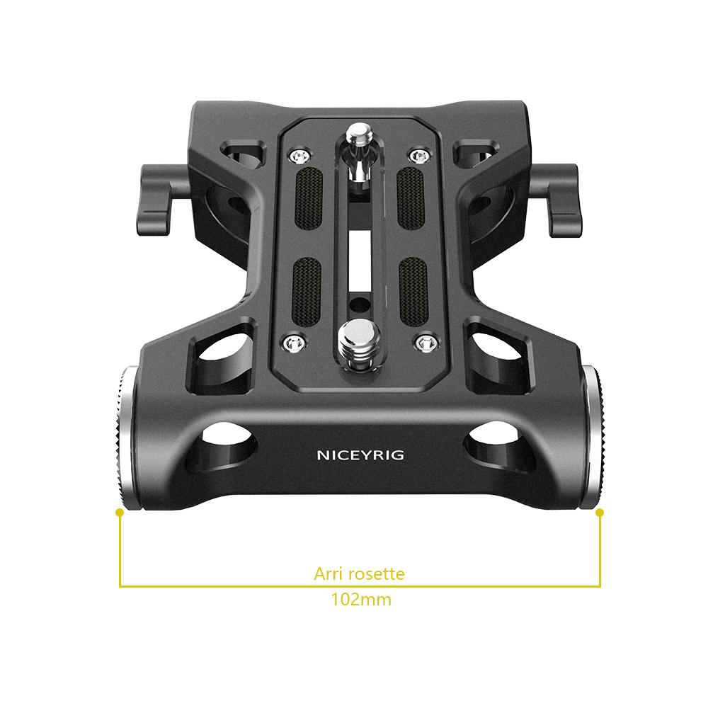 Niceyrig Base Plate with Arri Rosette Mounts & 15mm Rod Clamp for