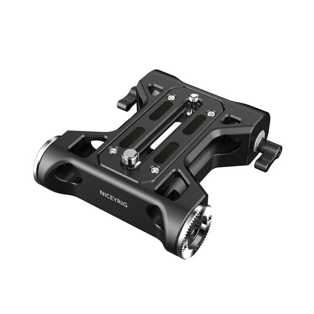Niceyrig Base Plate with Arri Rosette Mounts &amp; 15mm Rod Clamp for Cannon C100/C300/C500 Sony FS7/FS5/FS9 Red DSMC2 Kinefinity Cinema Camera