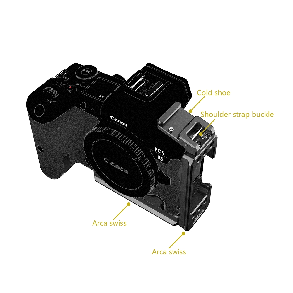 Niceyrig L-bracket for Canon EOS R5/R6 with Cold Shoe Mounts