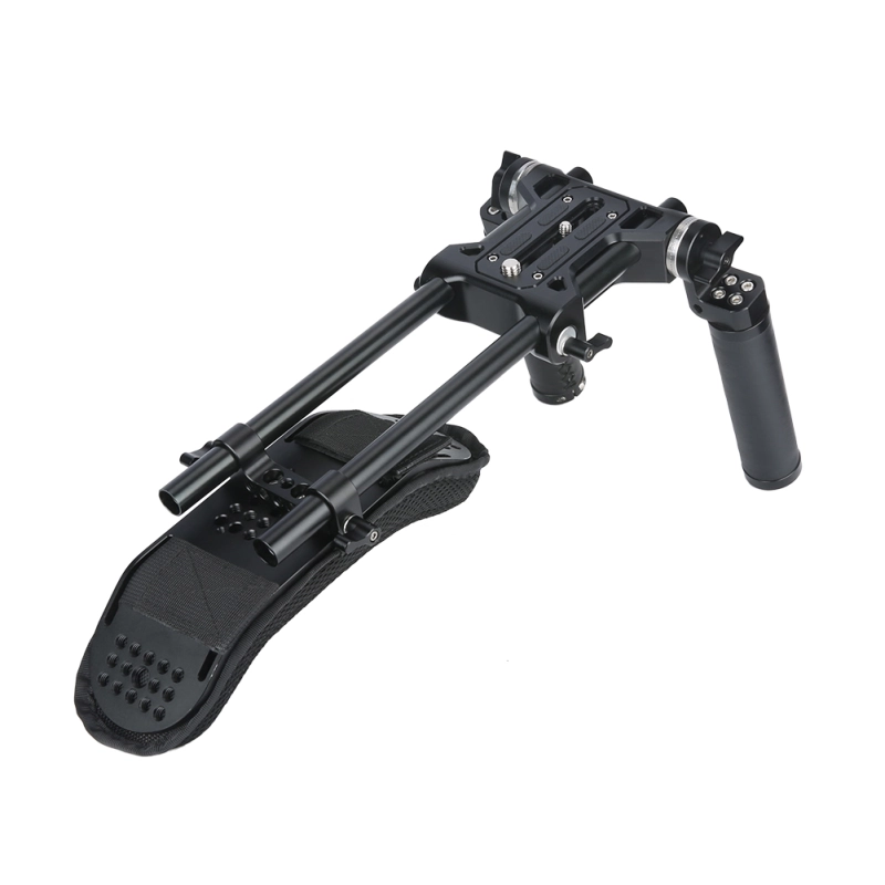 Niceyrig Universal 15mm Rod Clamp Rosette Mount Base Plate Shoulder Pad Kit with Rosette Leather Handle Grip