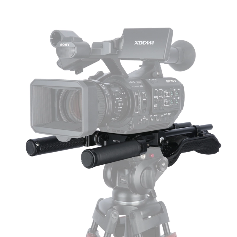 Niceyrig Universal 15mm Rod Clamp Rosette Mount Base Plate Shoulder Pad Kit with Rosette Leather Handle Grip