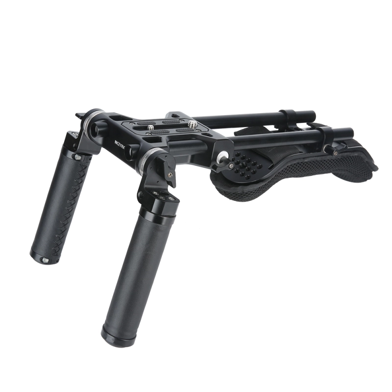 Niceyrig Universal 15mm Rod Clamp Rosette Mount Base Plate Shoulder Pad Kit with Rosette Leather Handle Grip
