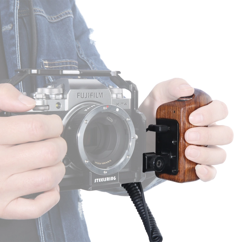 Niceyrig Left Side Wooden Handle Grip with Video Record Start/Stop Remote Trigger for Fujifilm XT-4/XT-3/XT-2