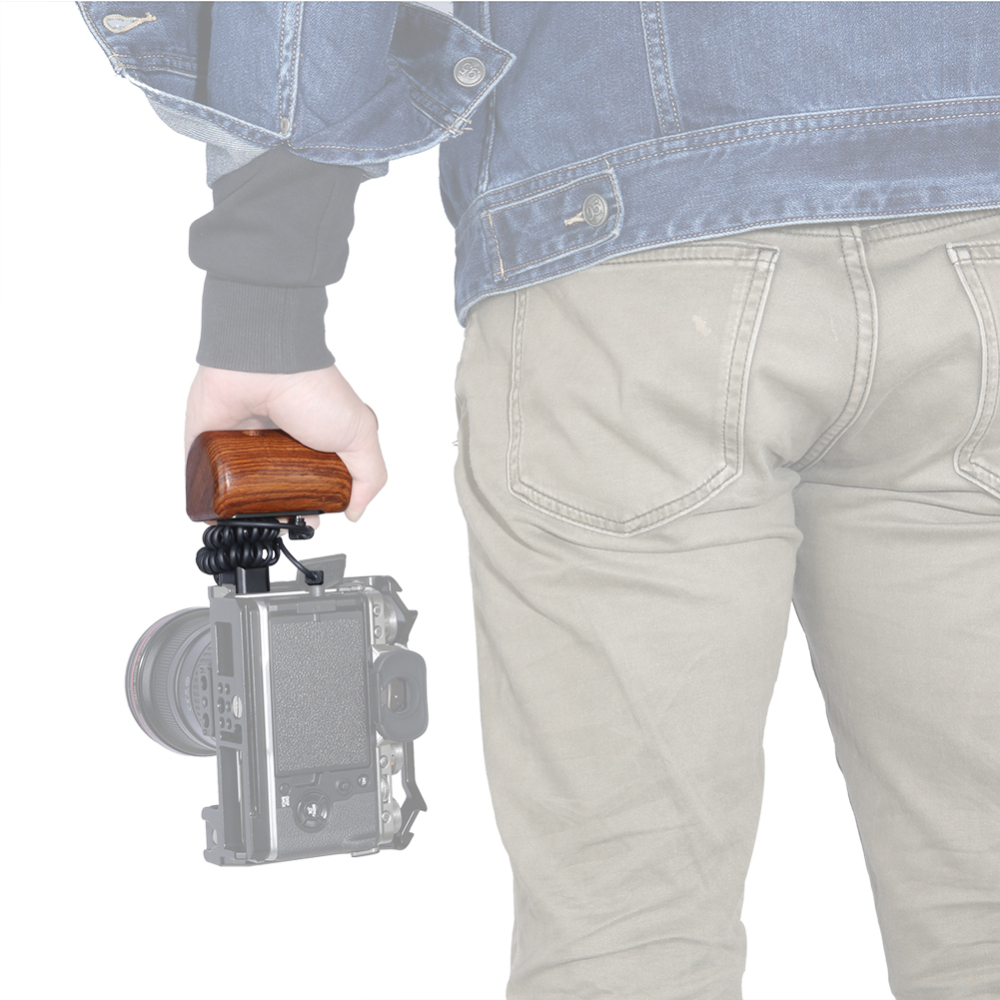 Niceyrig Left Side Wooden Handle Grip with Video Record Start/Stop Remote Trigger for Fujifilm XT-4/XT-3/XT-2