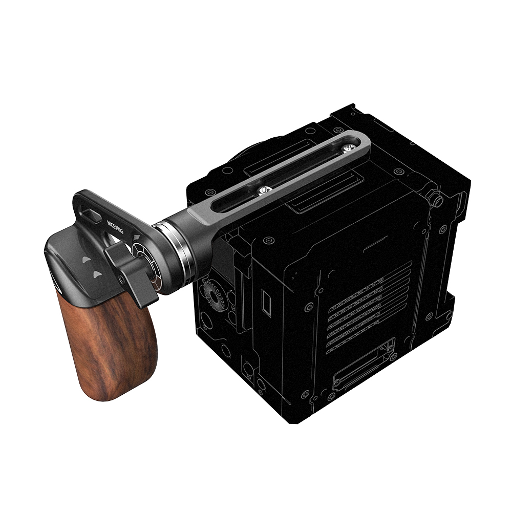 Niceyrig Side Wooden Handle (Left) with Arri Rosette Mount Top Nato Rail for RED DSMC2/Weapon/Epic-w/Scarlet-w/Raven/Kinefinity (MAVO/MAVO-LF/MAVO 6K)