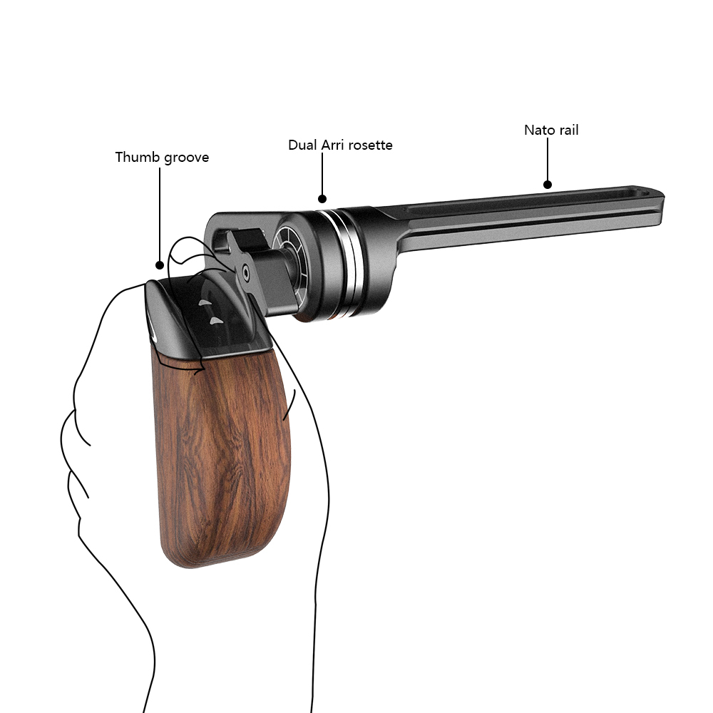 Niceyrig Side Wooden Handle (Left) with Arri Rosette Mount Top Nato Rail for RED DSMC2/Weapon/Epic-w/Scarlet-w/Raven/Kinefinity (MAVO/MAVO-LF/MAVO 6K)