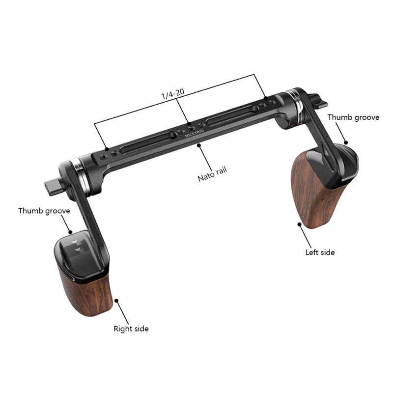 Niceyrig Wooden Dual Handle Grip Kit with Arri Rosette Nato Rail for RED DSMC2 (Weapon/Epic-w/ Scarlet-w/ Raven)/Kinefinity MAVO/MAVO-LF/MAVO 6K/TERRA