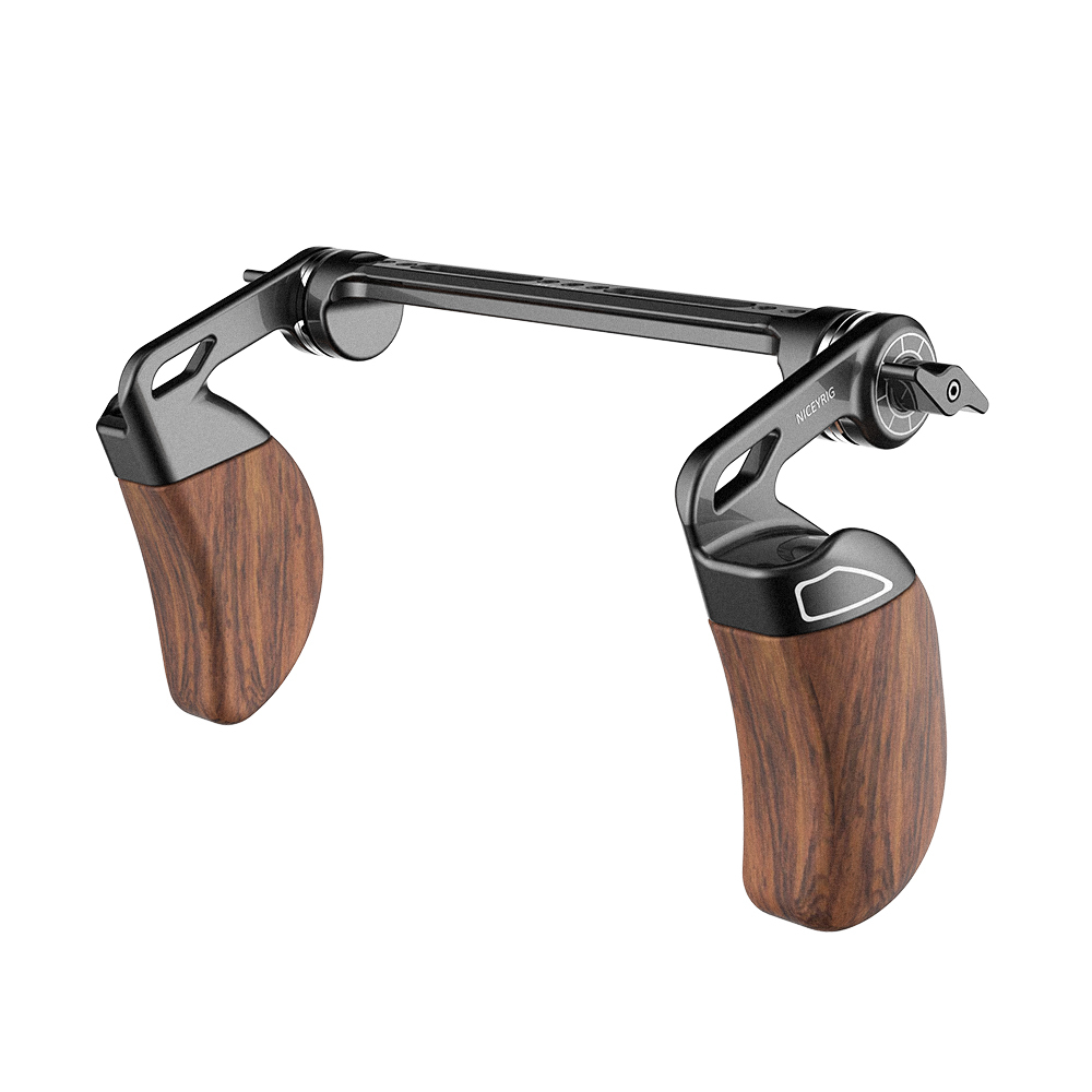 Niceyrig Wooden Dual Handle Grip Kit with Arri Rosette Nato Rail for RED DSMC2 (Weapon/Epic-w/ Scarlet-w/ Raven)/Kinefinity MAVO/MAVO-LF/MAVO 6K/TERRA