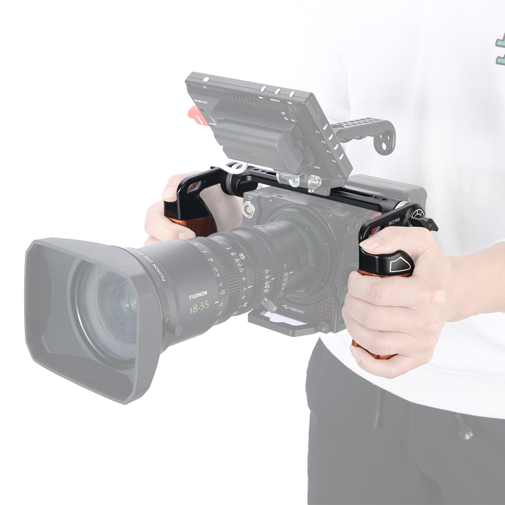 Niceyrig Wooden Dual Handle Grip Kit with Arri Rosette Nato Rail for RED DSMC2 (Weapon/Epic-w/ Scarlet-w/ Raven)/Kinefinity MAVO/MAVO-LF/MAVO 6K/TERRA
