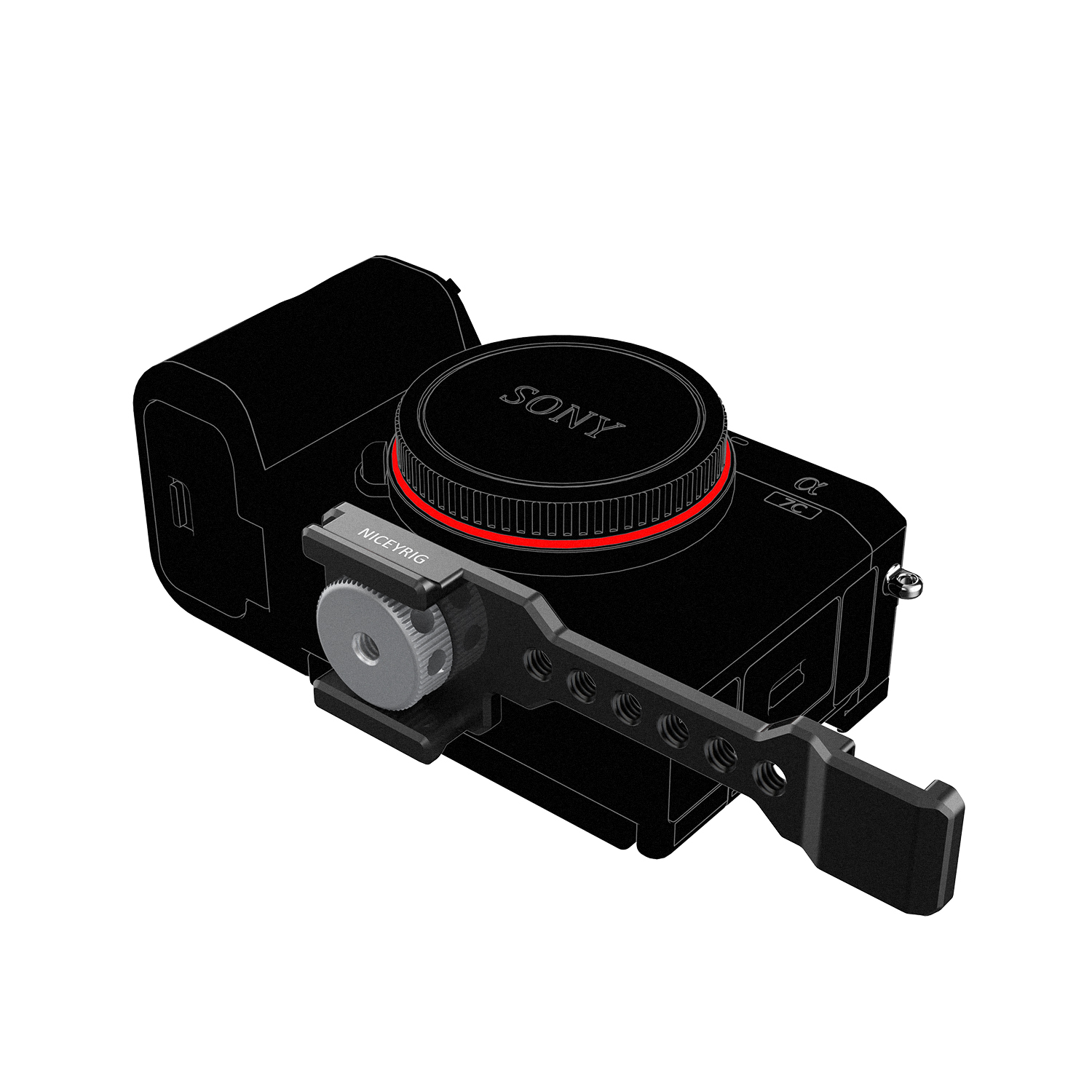 Niceyrig Cold Shoe Mount Bracket with Arca - Swiss Dovetail