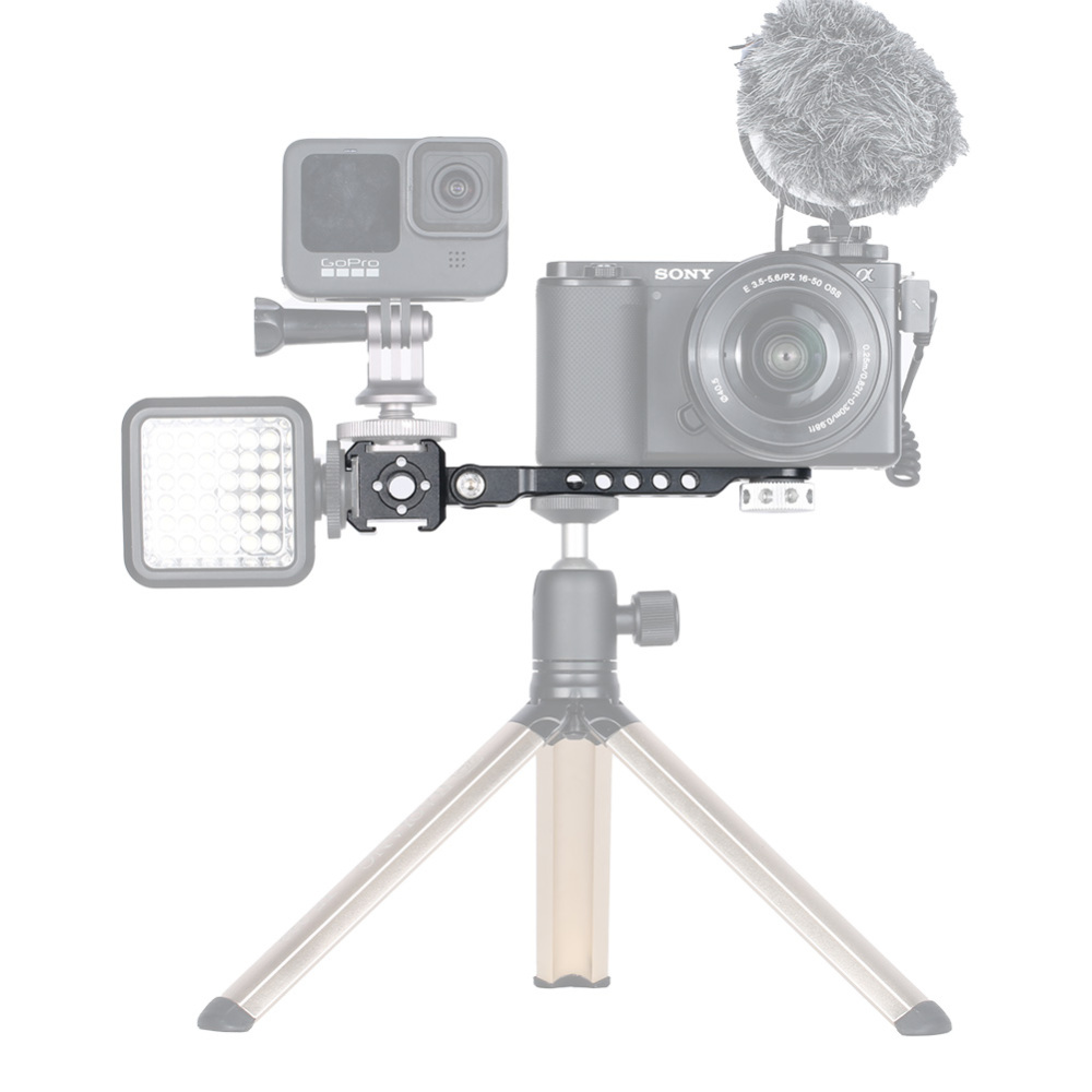 Niceyrig Extension Base Plate Bracket with Tiltable Three Cold Shoe Mounts Adaptor