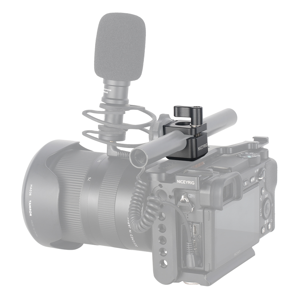 Niceyrig 3/8''-16 Arri Locating 15mm Rod Clamp with Cold Shoe Mount