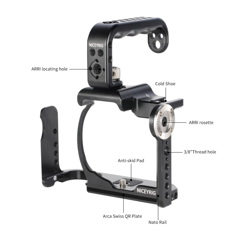 Niceyrig camera cage kit with Arri Locating Top Handle for Sony A7RV/A7MIV(A7IV)/A7RIV/ILCE-7S3/A7S3/ILCE-7RM5