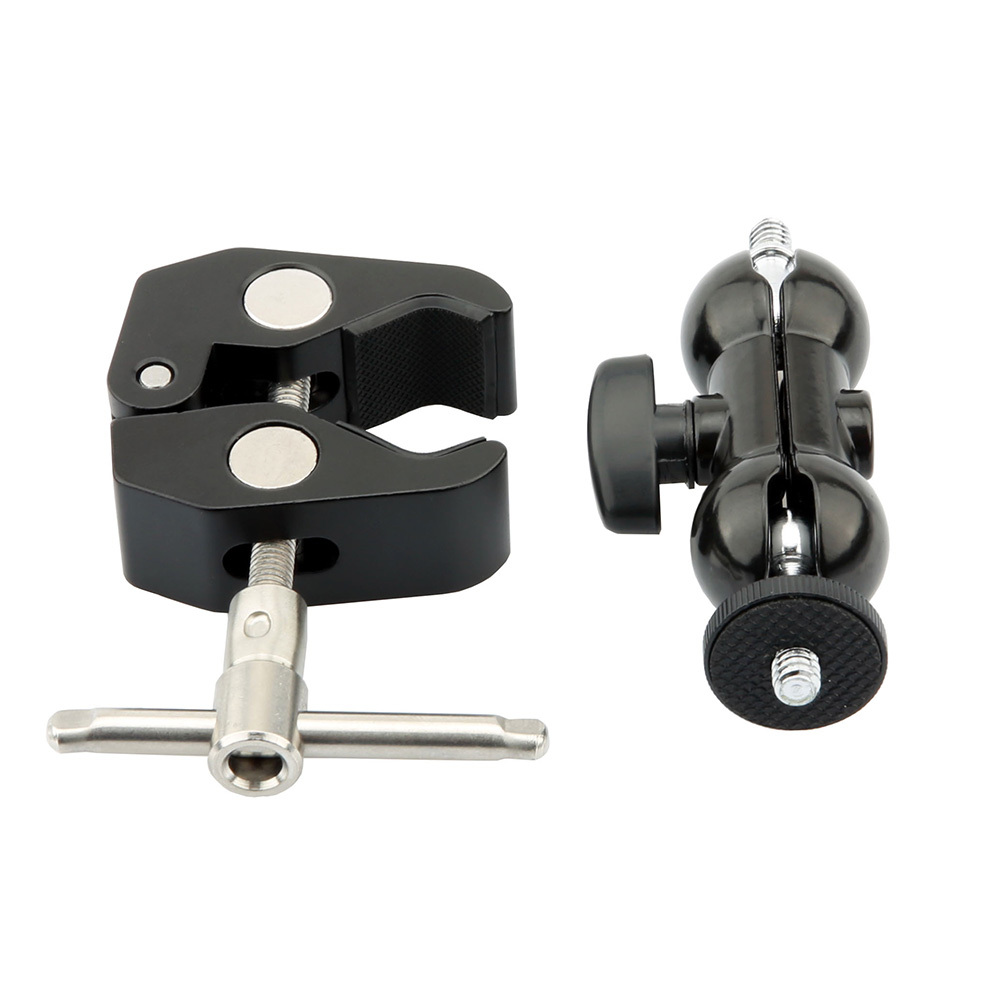 Niceyrig 2 Pack Ballhead Arm Super Camera Clamp Mount Double Ball Adapter Fence Desk Table Mount for Ronin-M/Insta360/Gopro