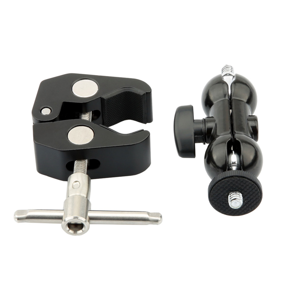 Niceyrig 2 Pack Ballhead Arm Super Camera Clamp Mount Double Ball Adapter Fence Desk Table Mount for Ronin-M/Insta360/Gopro