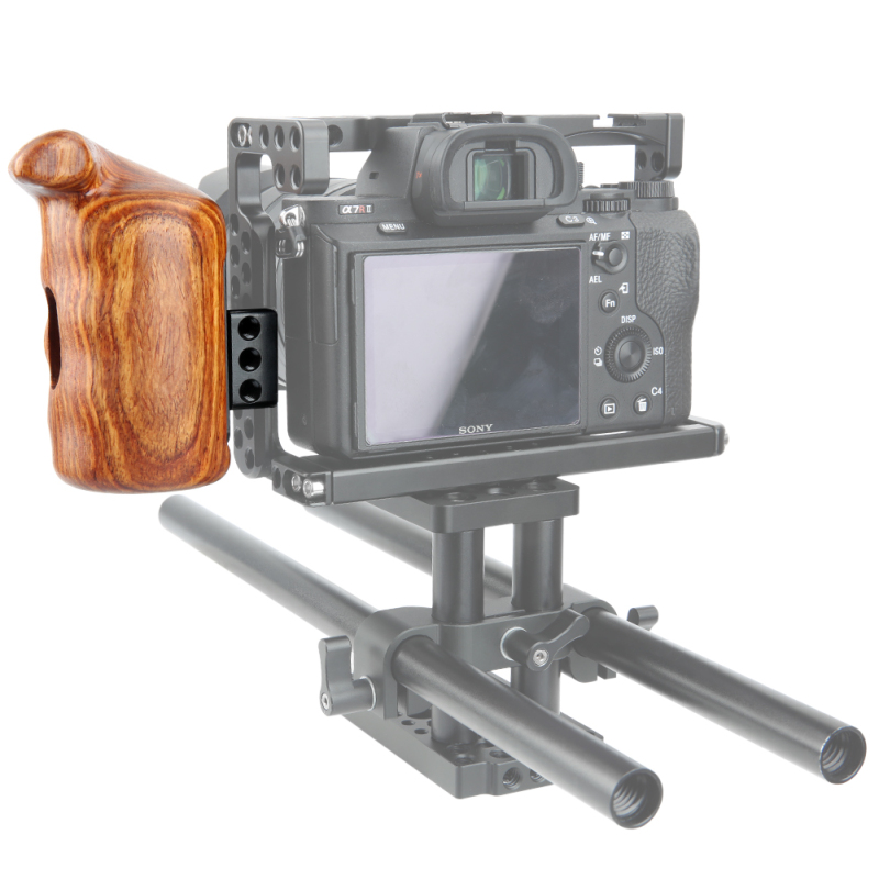 Niceyrig Camera Wooden Side Handle with Nato Rail/Nato Clamp (Left Side)
