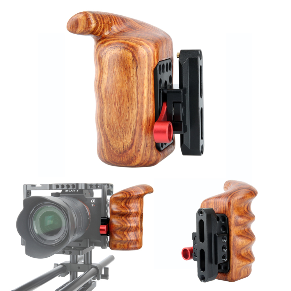 Niceyrig Camera Wooden Side Handle with Nato Rail/Nato Clamp (Left Side)
