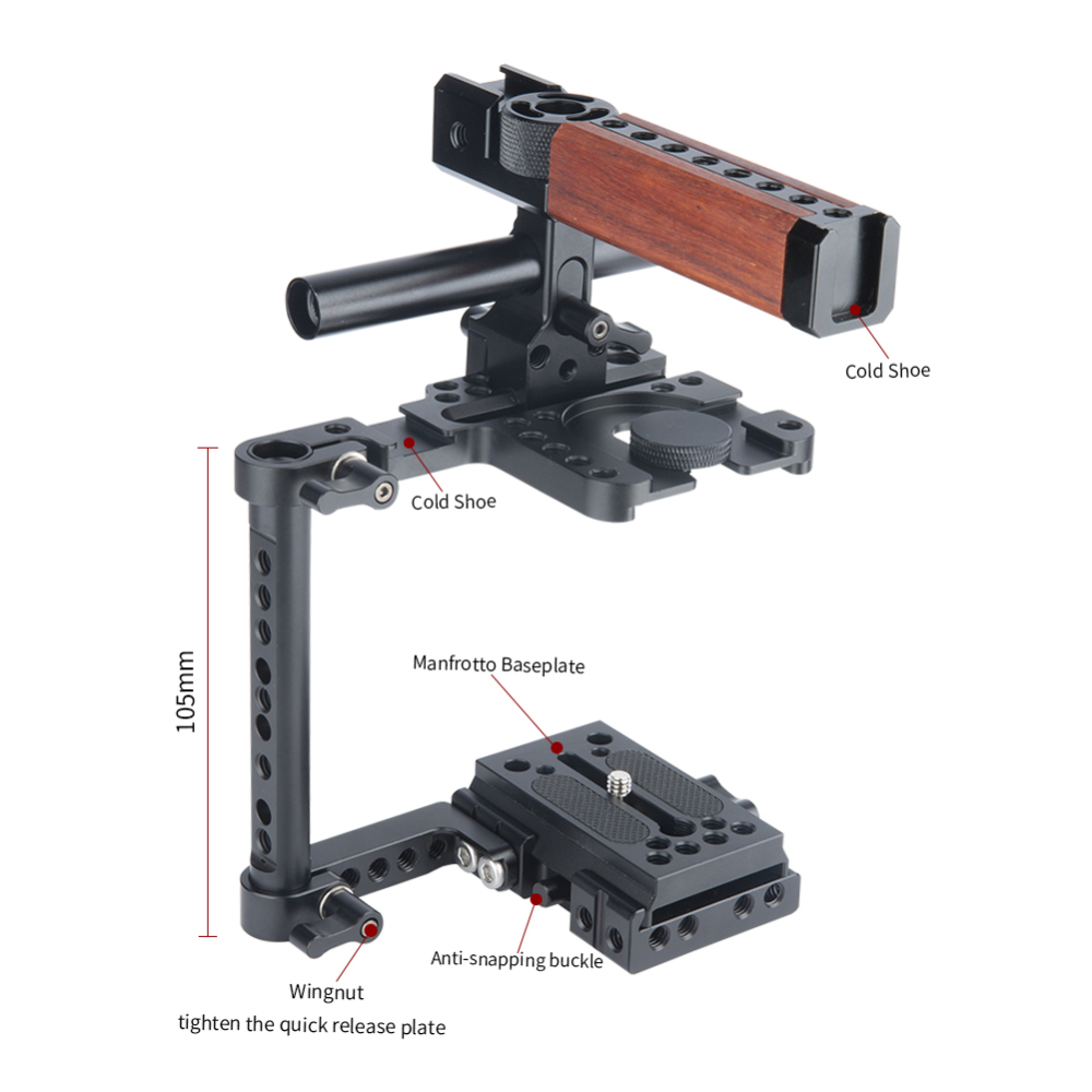 Niceyrig BMPCC QR Half Camera Cage for Blackmagic Design Pocket Camera 4K/6K with Nato Top Handle