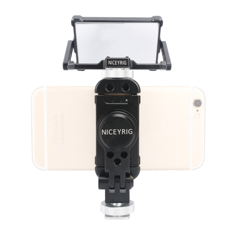 NICEYRIG Smartphone Vlog Vlogging Mirror Kit for iPhone 14 13 12 11 Pro, SE  360° Flip Screen Selfie Mirror & Tripod Mount Phone Holder Livestreaming