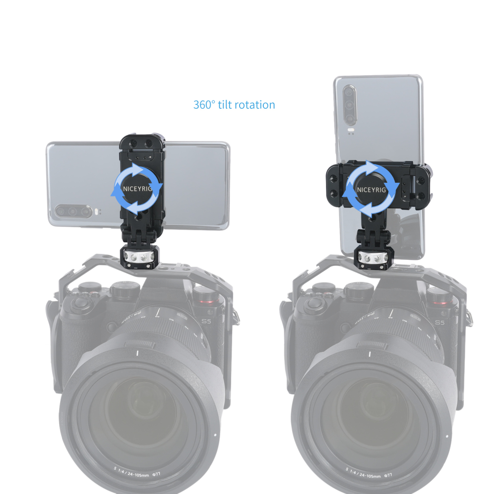 Niceyrig Aluminum Alloy Smartphone Holder Bracket 1/4''-20 Screw Mount for Iphone 14 13 12 11 Pro Max Galaxy S22 HUAWEI Vlogging