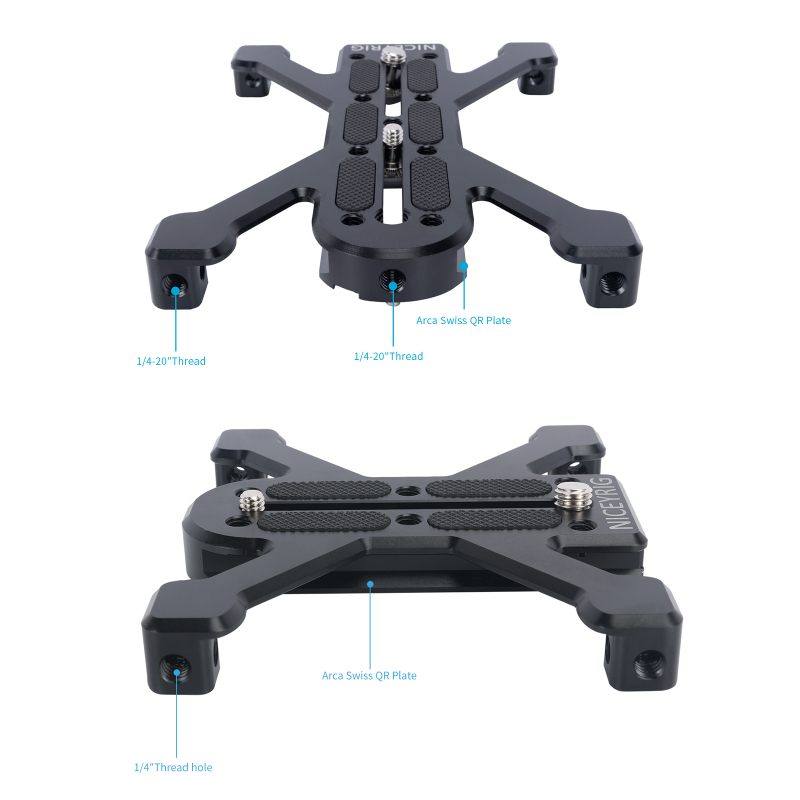 Niceyrig Arca - Type Quadruped Baseplate Support For DSLR Camera Horizontally Placing Compatible with Arca Type Tripods(Regular/Plus Version)