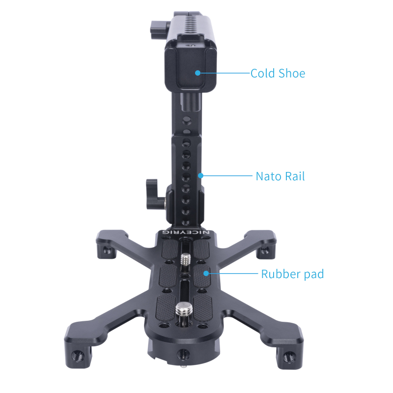 Niceyrig Adjustable Lift Nato Top Handle with Arca-Type Quadruped Baseplate Support Kit for DSLR/ Mirrorless Camera/Cinema Camera (Capacity: 5kg)