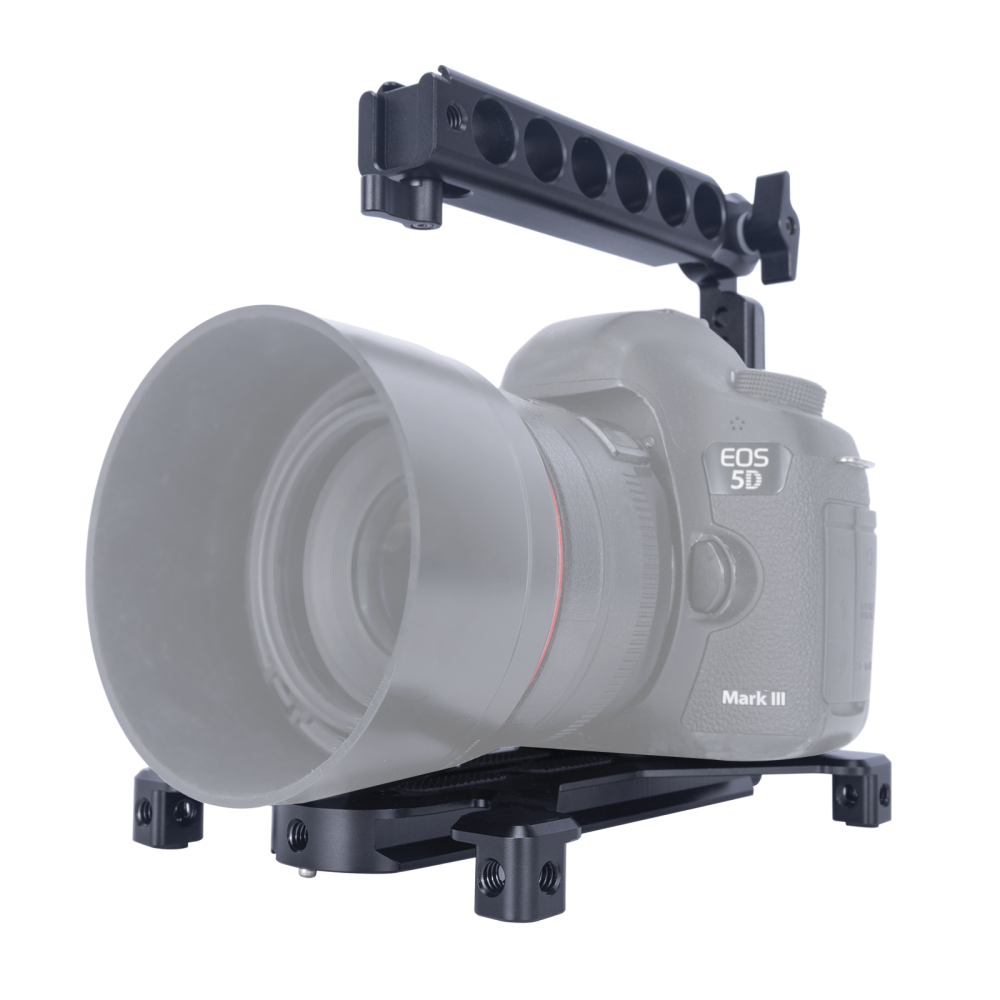 Niceyrig Adjustable Lift Nato Top Handle with Arca-Type Quadruped Baseplate Support Kit for DSLR/ Mirrorless Camera/Cinema Camera (Capacity: 5kg)