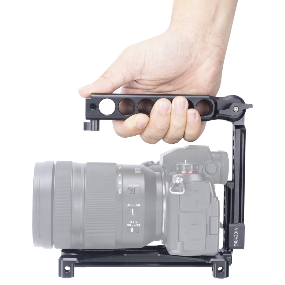 Niceyrig Adjustable Lift Nato Top Handle with Arca-Type Quadruped Baseplate Support Kit for DSLR/ Mirrorless Camera/Cinema Camera (Capacity: 5kg)